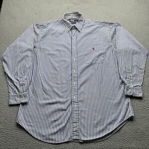Polo Ralph Lauren Lowell Sport Blue Striped Long Sleeve Button Shirt Men Large